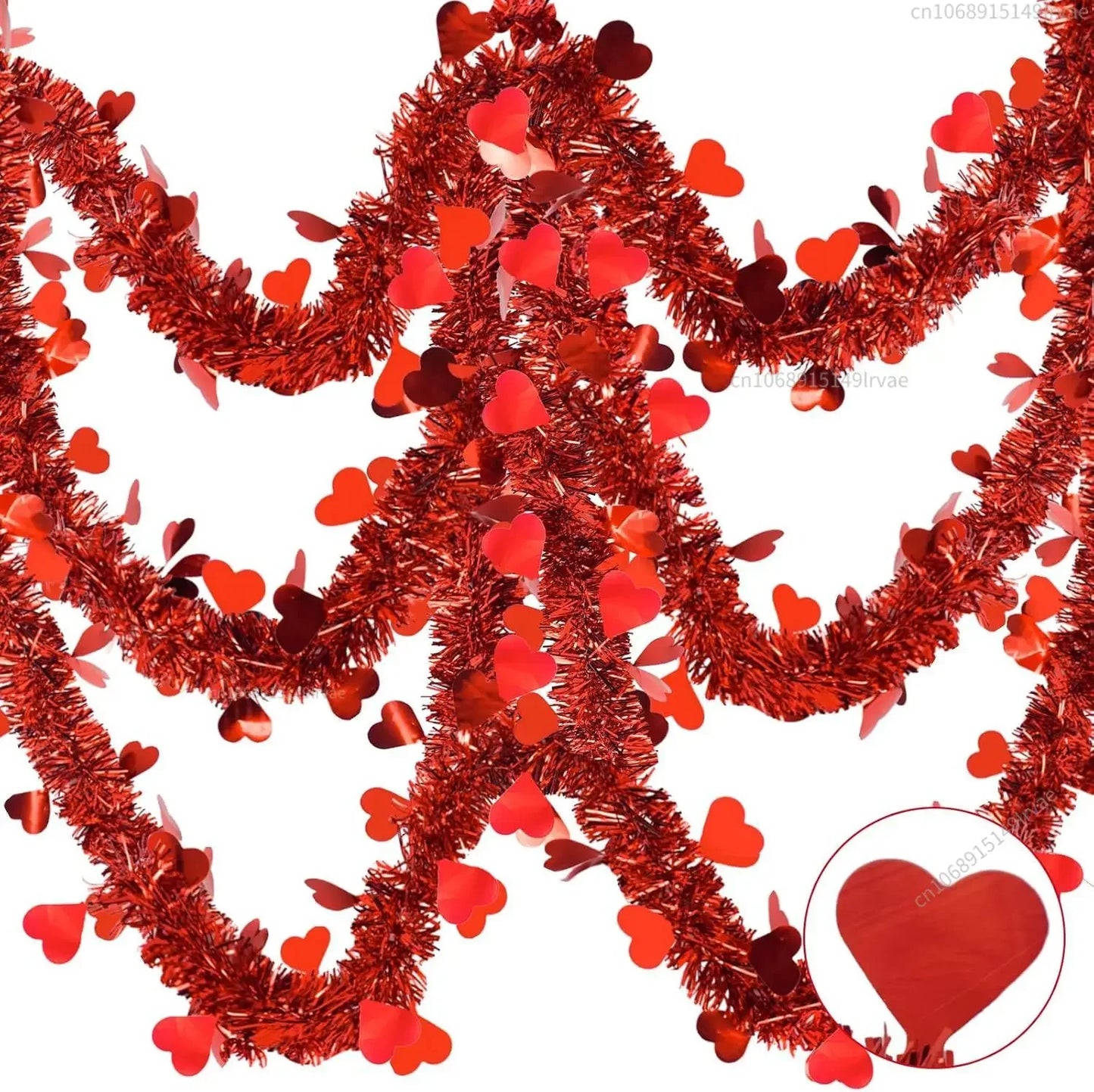 Valentines Heart Tinsel Garland Decorations (33Ft)